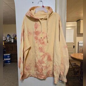 Brand new!! NWT Paperbacks yellow hand dyed tie dye hoodie sweatshirt size XXL